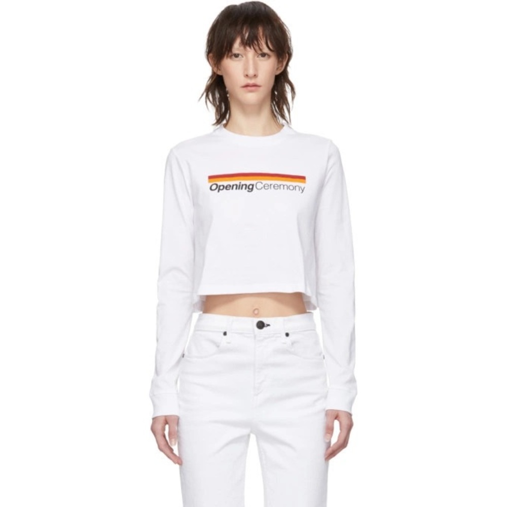 Opening Ceremony - Graphic Print Crop Top in White